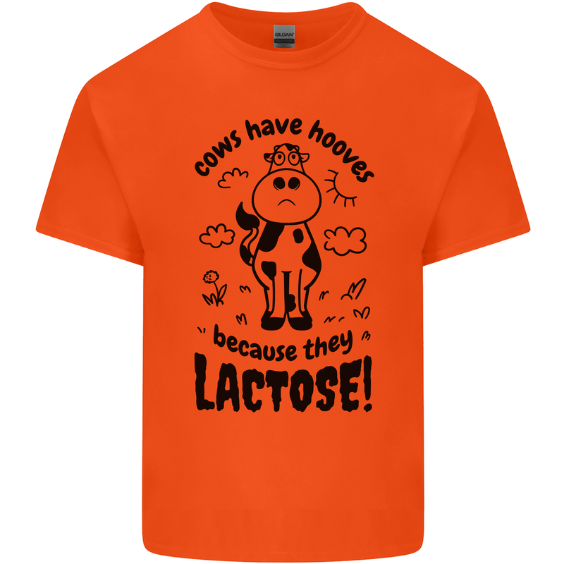 Cows Have Hooves Because They Lack Toes Mens Cotton T-Shirt Tee Top Orange