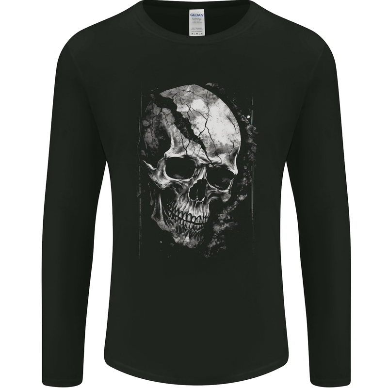 Cracked Skull Mens Long Sleeve T-Shirt Black