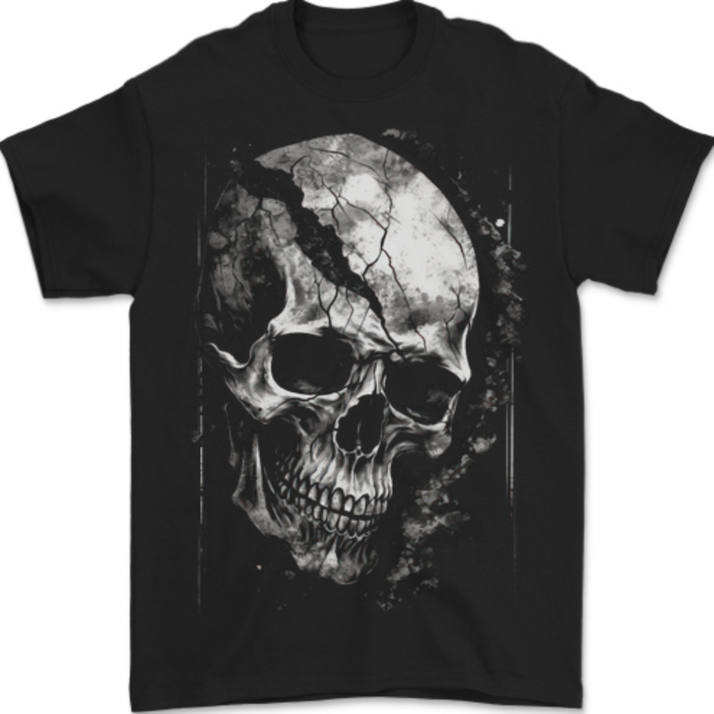 Cracked Skull Mens T-Shirt 100% Cotton BLACK