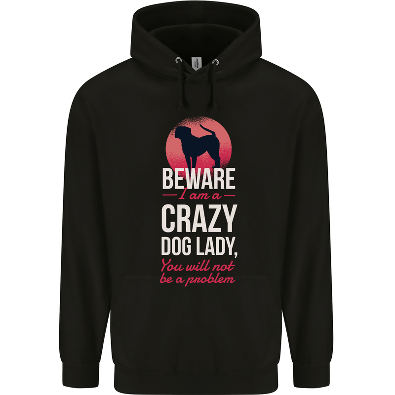 Crazy Dog Lady Funny Childrens Kids Hoodie Black