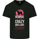 Crazy Dog Lady Funny Mens V-Neck Cotton T-Shirt Black