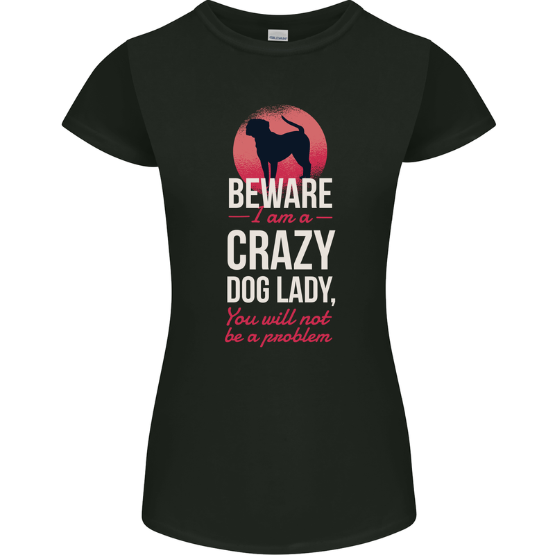 Crazy Dog Lady Funny Womens Petite Cut T-Shirt Black