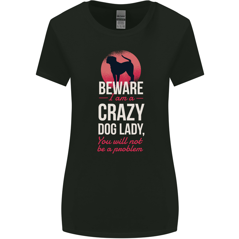 Crazy Dog Lady Funny Womens Wider Cut T-Shirt Black