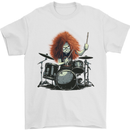 Crazy Drummer Heavy Metal Rock Music Drumming Mens T-Shirt 100% Cotton White