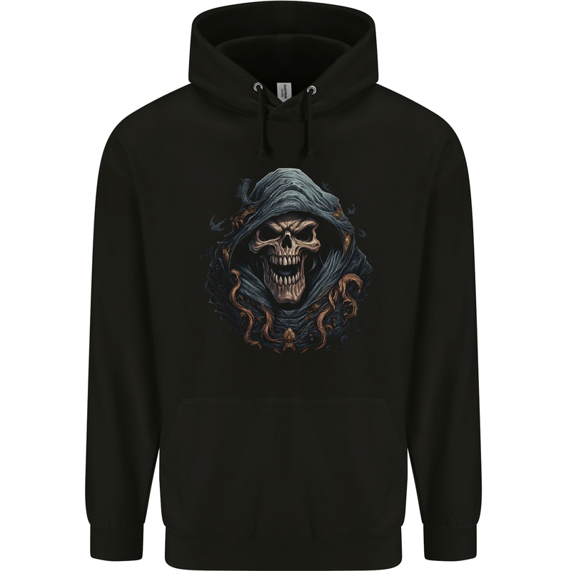 Crazy Grim Reaper Skull Demon Heavy Metal Childrens Kids Hoodie Black