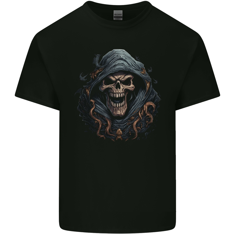 Crazy Grim Reaper Skull Demon Heavy Metal Kids T-Shirt Childrens Black
