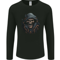 Crazy Grim Reaper Skull Demon Heavy Metal Mens Long Sleeve T-Shirt Black