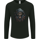 Crazy Grim Reaper Skull Demon Heavy Metal Mens Long Sleeve T-Shirt Black
