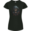 Crazy Grim Reaper Skull Demon Heavy Metal Womens Petite Cut T-Shirt Black
