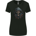 Crazy Grim Reaper Skull Demon Heavy Metal Womens Wider Cut T-Shirt Black