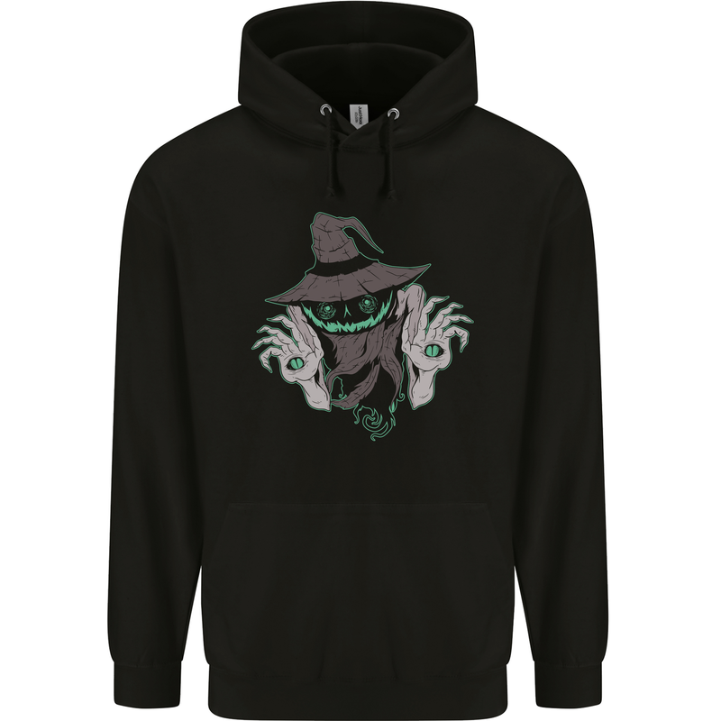 Creepy Halloween Pumpkin Childrens Kids Hoodie Black