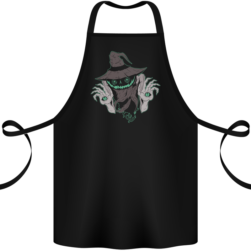 Creepy Halloween Pumpkin Cotton Apron 100% Organic Black