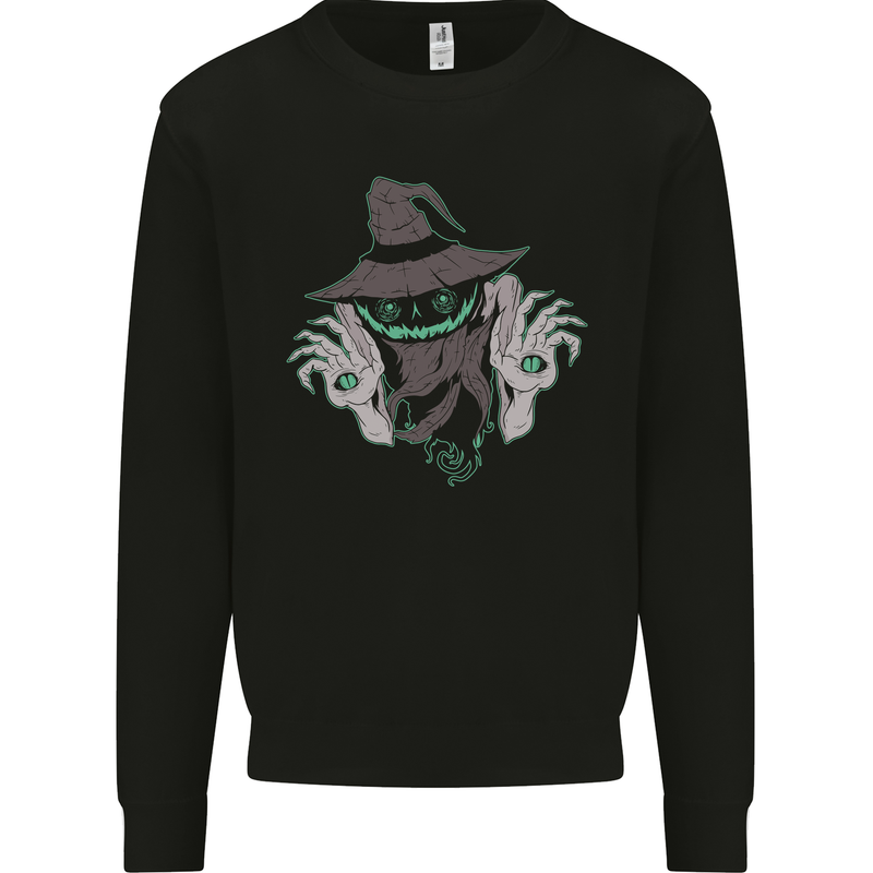 Creepy Halloween Pumpkin Mens Sweatshirt Jumper Black