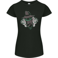 Creepy Halloween Pumpkin Womens Petite Cut T-Shirt Black