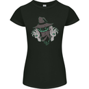 Creepy Halloween Pumpkin Womens Petite Cut T-Shirt Black