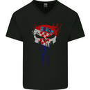 Croatia Skull Gym Training Bodybuilding Mens V-Neck Cotton T-Shirt Black