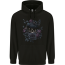 Crow & Skull With Flowers Gothic Goth Raven Childrens Kids Hoodie Black