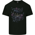 Crow & Skull With Flowers Gothic Goth Raven Kids T-Shirt Childrens Black
