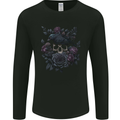 Crow & Skull With Flowers Gothic Goth Raven Mens Long Sleeve T-Shirt Black