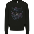Crow & Skull With Flowers Gothic Goth Raven Mens Sweatshirt Jumper Black