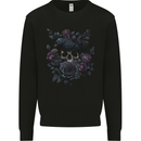 Crow & Skull With Flowers Gothic Goth Raven Mens Sweatshirt Jumper Black
