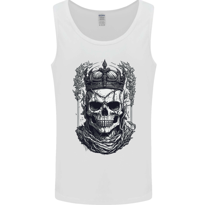 Crown Skull Gothic Goth Heavy Metal Rock Music Mens Vest Tank Top White