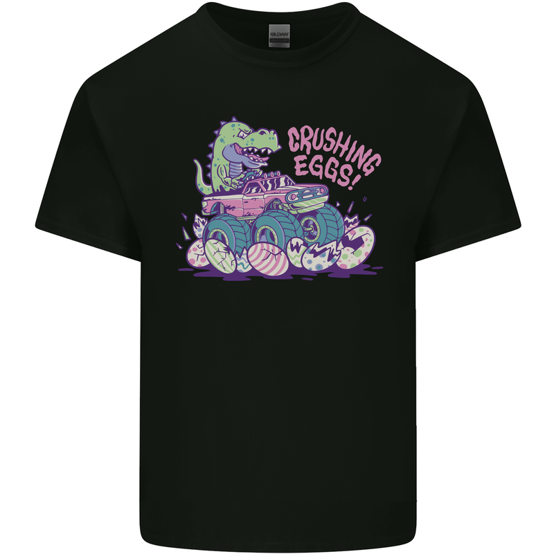 Crushing Eggs Easter T-Rex Dinosaur Monster Truck Kids T-Shirt Childrens Black
