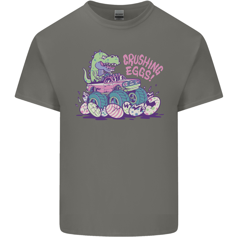 Crushing Eggs Easter T-Rex Dinosaur Monster Truck Kids T-Shirt Childrens Charcoal
