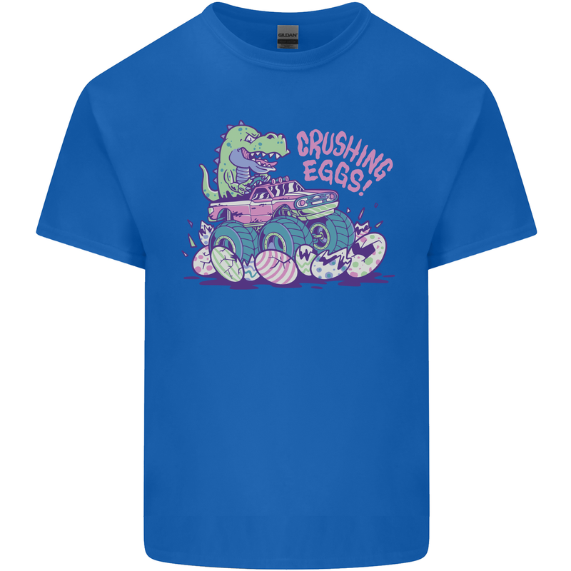 Crushing Eggs Easter T-Rex Dinosaur Monster Truck Kids T-Shirt Childrens Royal Blue