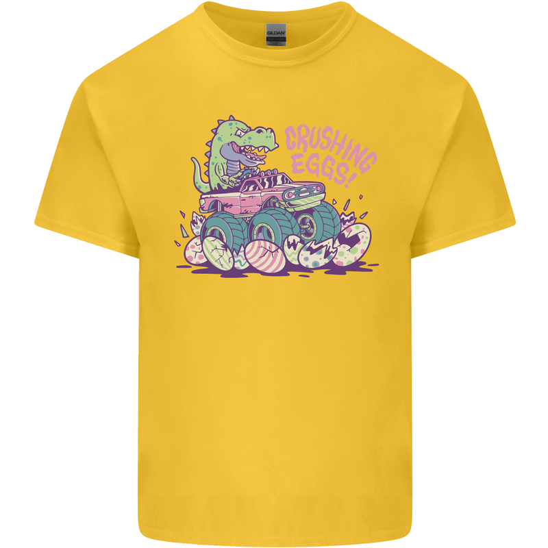 Crushing Eggs Easter T-Rex Dinosaur Monster Truck Kids T-Shirt Childrens Yellow