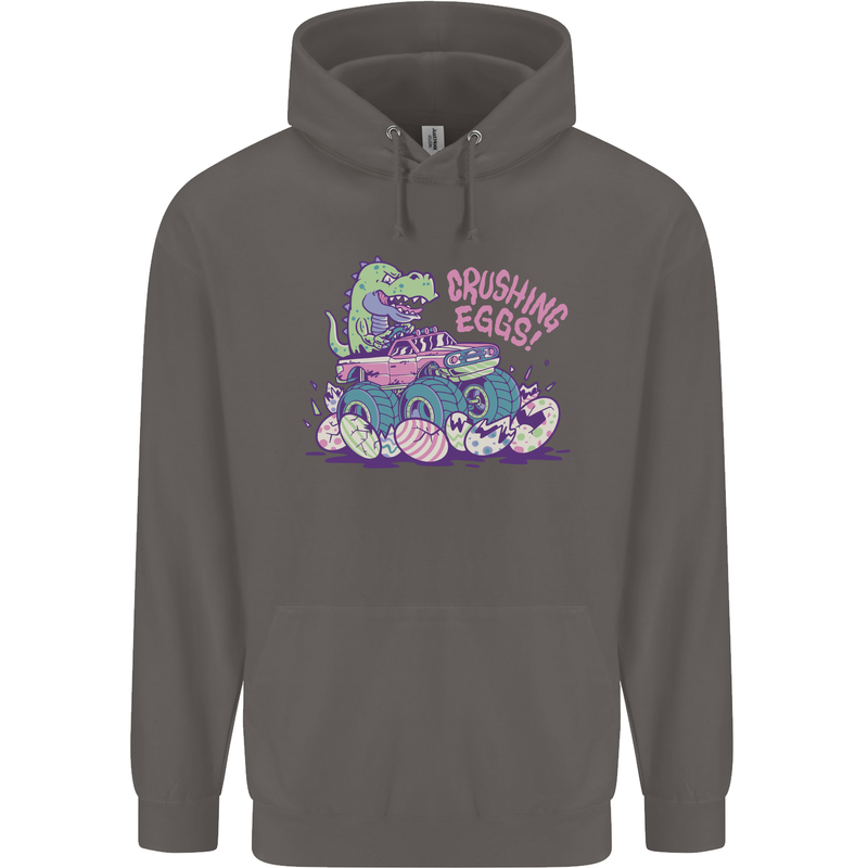 Crushing Eggs Easter T-Rex Dinosaur Monster Truck Mens 80% Cotton Hoodie Charcoal