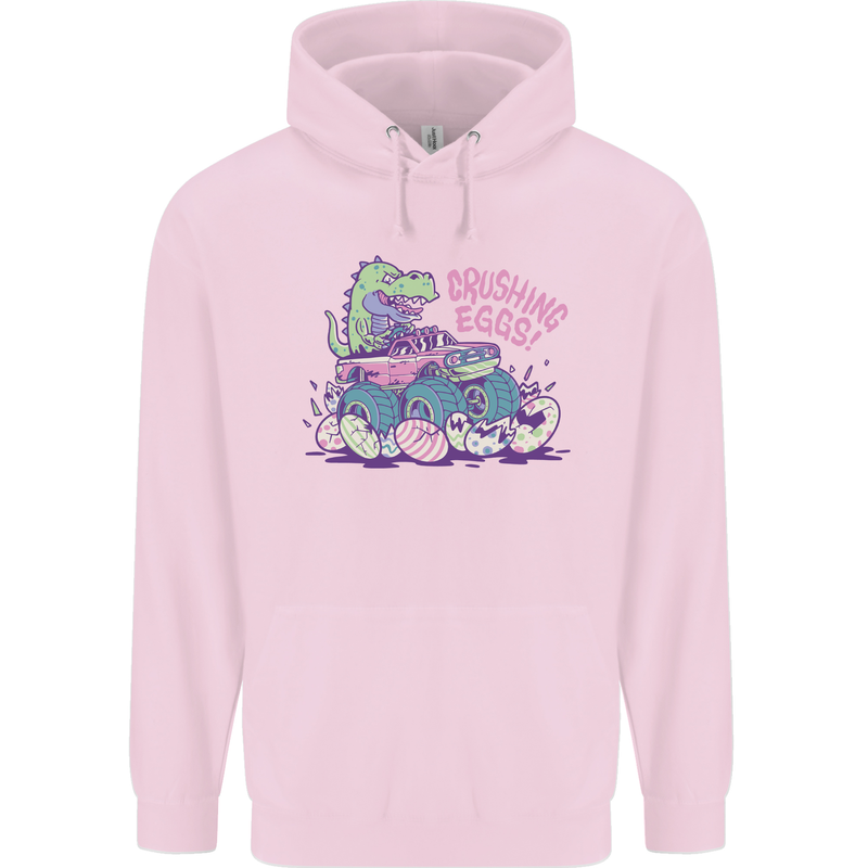 Crushing Eggs Easter T-Rex Dinosaur Monster Truck Mens 80% Cotton Hoodie Light Pink