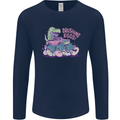 Crushing Eggs Easter T-Rex Dinosaur Monster Truck Mens Long Sleeve T-Shirt Navy Blue