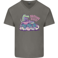 Crushing Eggs Easter T-Rex Dinosaur Monster Truck Mens V-Neck Cotton T-Shirt Charcoal