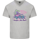 Crushing Eggs Easter T-Rex Dinosaur Monster Truck Mens V-Neck Cotton T-Shirt Sports Grey