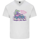 Crushing Eggs Easter T-Rex Dinosaur Monster Truck Mens V-Neck Cotton T-Shirt White