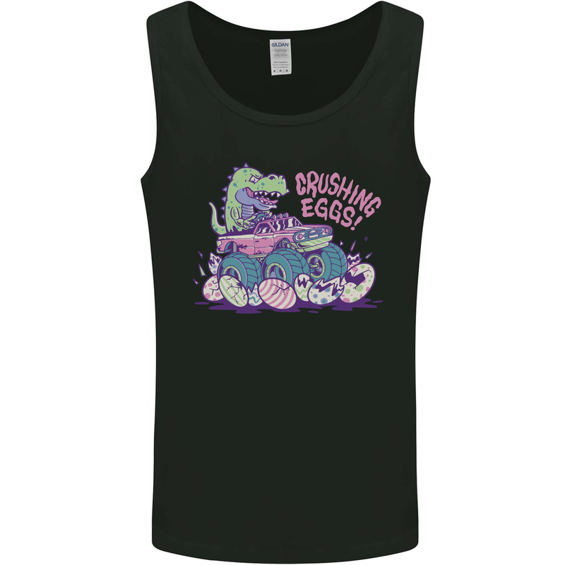 Crushing Eggs Easter T-Rex Dinosaur Monster Truck Mens Vest Tank Top Black