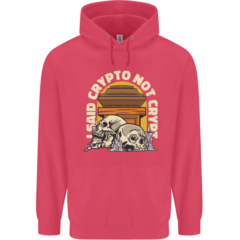 Crypto Not Crypt Funny Cryptocurrency Skulls Childrens Kids Hoodie Heliconia