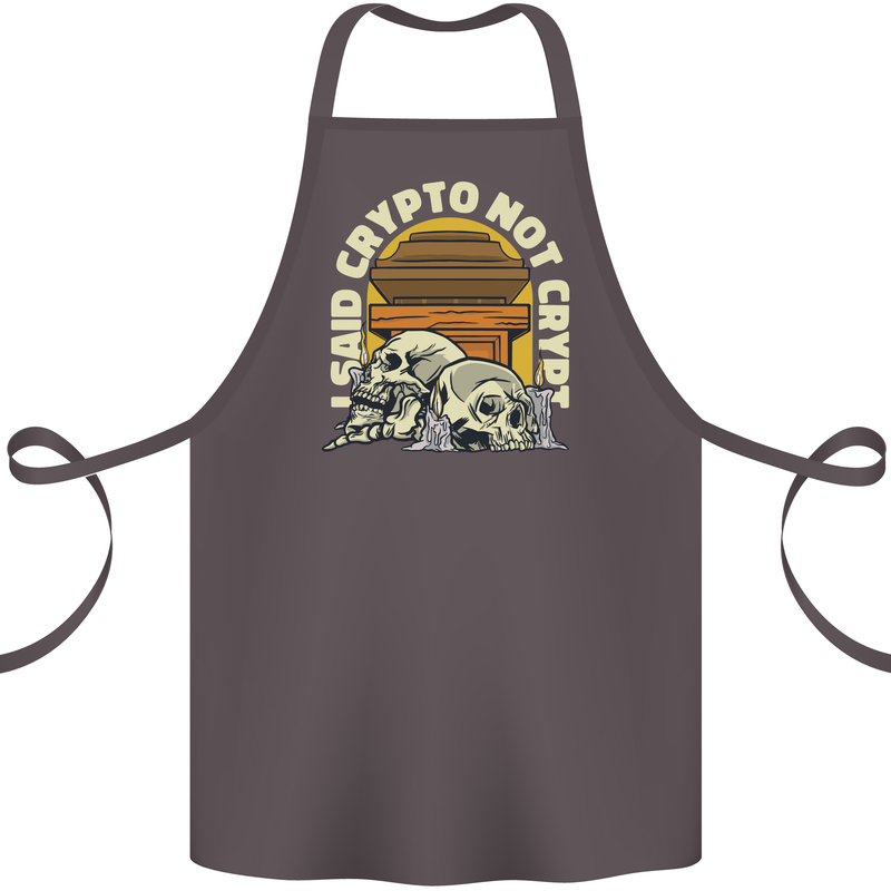Crypto Not Crypt Funny Cryptocurrency Skulls Cotton Apron 100% Organic Dark Grey