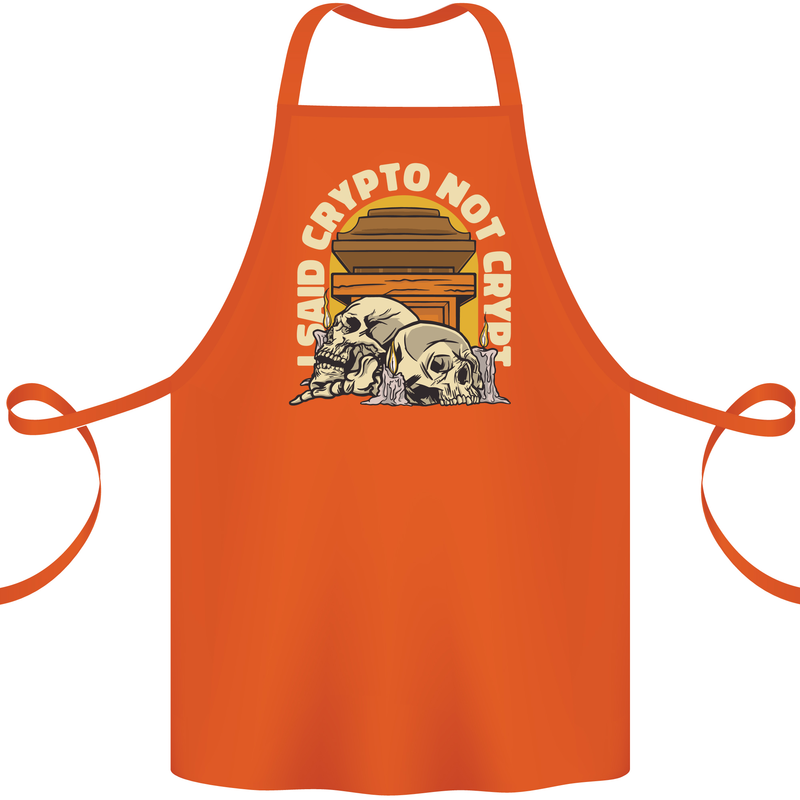 Crypto Not Crypt Funny Cryptocurrency Skulls Cotton Apron 100% Organic Orange