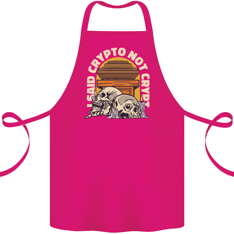 Crypto Not Crypt Funny Cryptocurrency Skulls Cotton Apron 100% Organic Pink