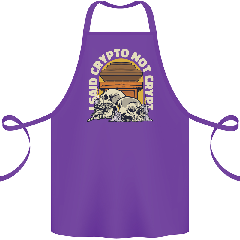 Crypto Not Crypt Funny Cryptocurrency Skulls Cotton Apron 100% Organic Purple