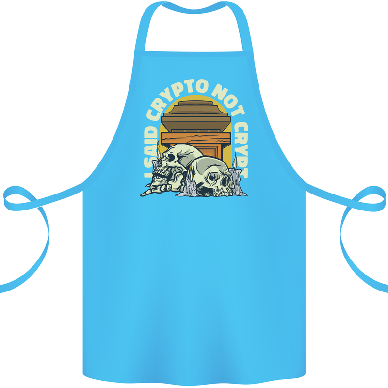 Crypto Not Crypt Funny Cryptocurrency Skulls Cotton Apron 100% Organic Turquoise