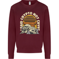 Crypto Not Crypt Funny Cryptocurrency Skulls Kids Sweatshirt Jumper Maroon
