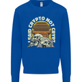 Crypto Not Crypt Funny Cryptocurrency Skulls Kids Sweatshirt Jumper Royal Blue