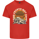Crypto Not Crypt Funny Cryptocurrency Skulls Kids T-Shirt Childrens Red