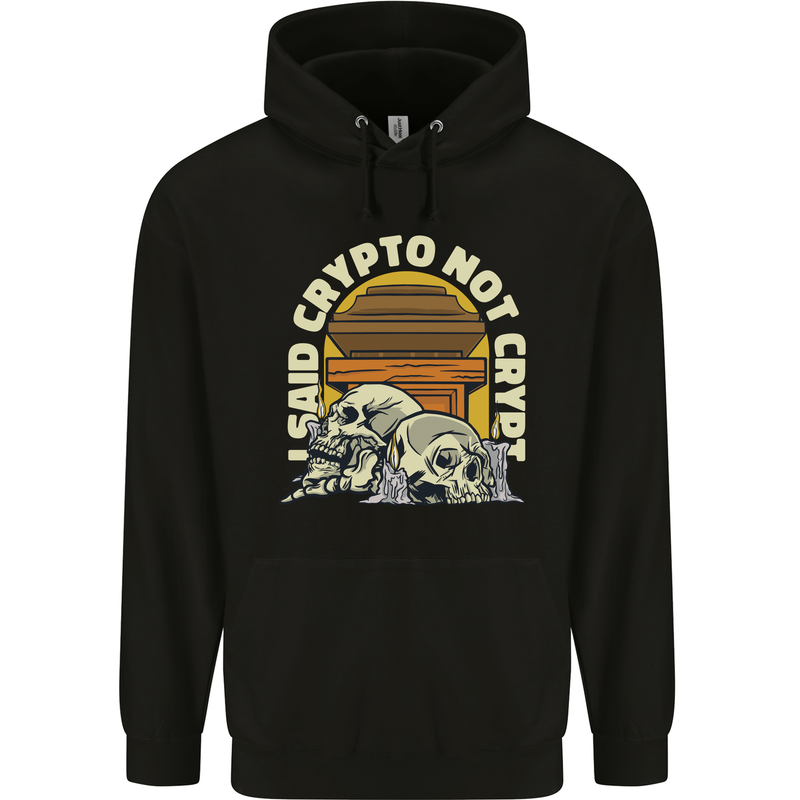 Crypto Not Crypt Funny Cryptocurrency Skulls Mens 80% Cotton Hoodie Black