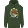 Crypto Not Crypt Funny Cryptocurrency Skulls Mens 80% Cotton Hoodie Forest Green