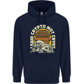 Crypto Not Crypt Funny Cryptocurrency Skulls Mens 80% Cotton Hoodie Navy Blue