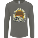 Crypto Not Crypt Funny Cryptocurrency Skulls Mens Long Sleeve T-Shirt Charcoal